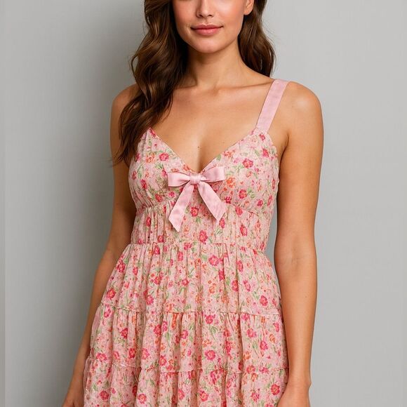 Victoria's Secret Other - Victoria's Secret Pink Floral Chemise with Bow